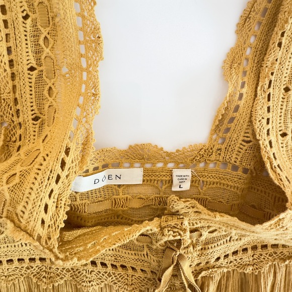 DÔEN Vera Golden Cotton Lace Tank Hand-Feel Texture, Soft Prairie Silhouette - L - Picture 4 of 8